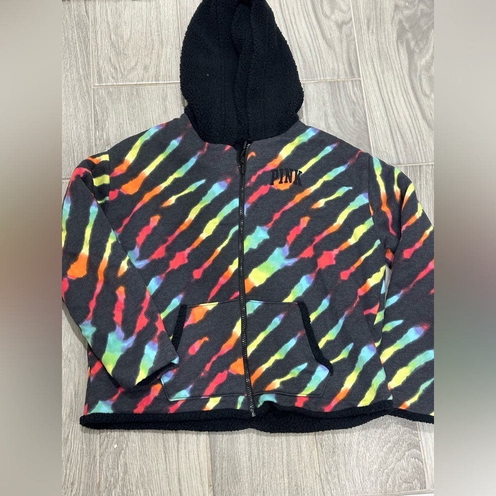 Victoria’s Secret PINK‎ Zebra Fleece Sweater Hoodie Size M